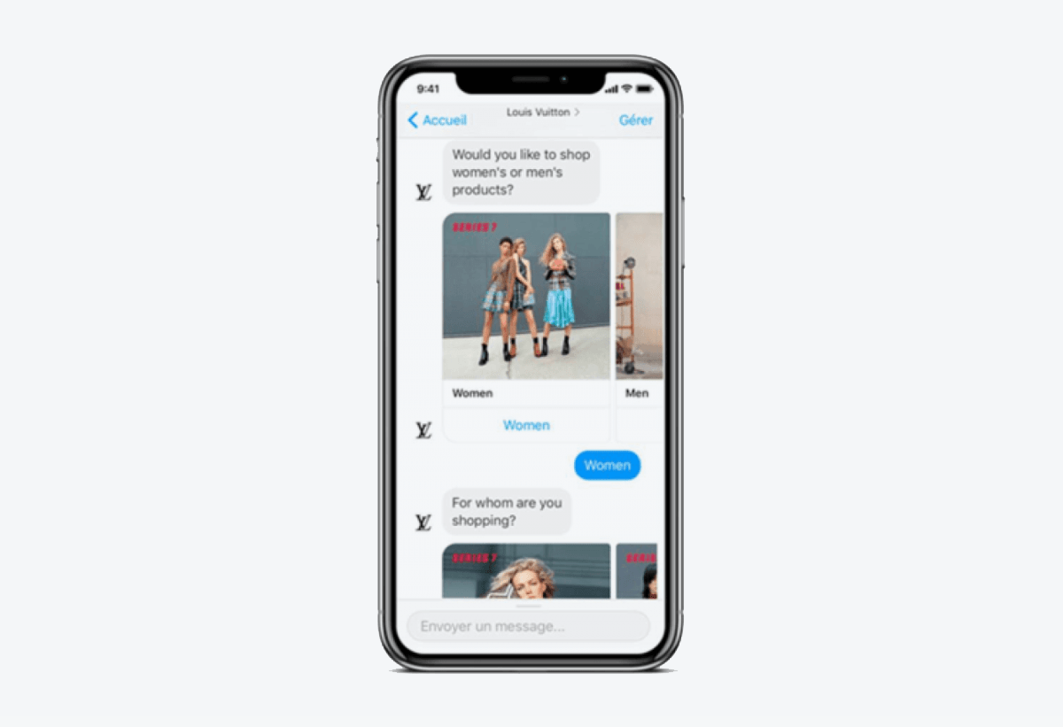 Louis Vuitton ejemplo de chatbot para ecommerce Louis Vuitton