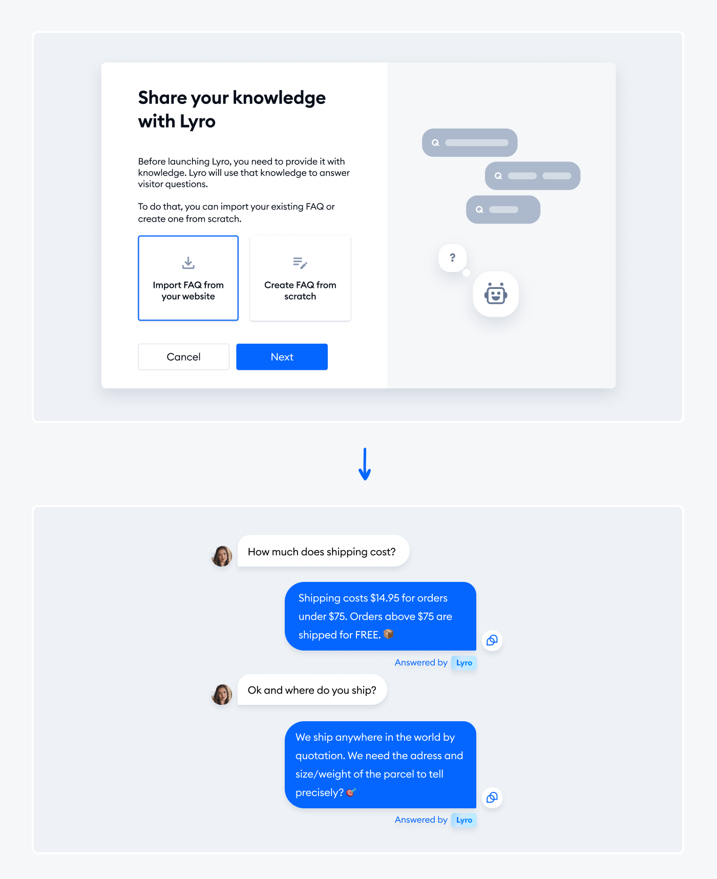 Tidio’s Lyro AI example Tidio’s Lyro AI example