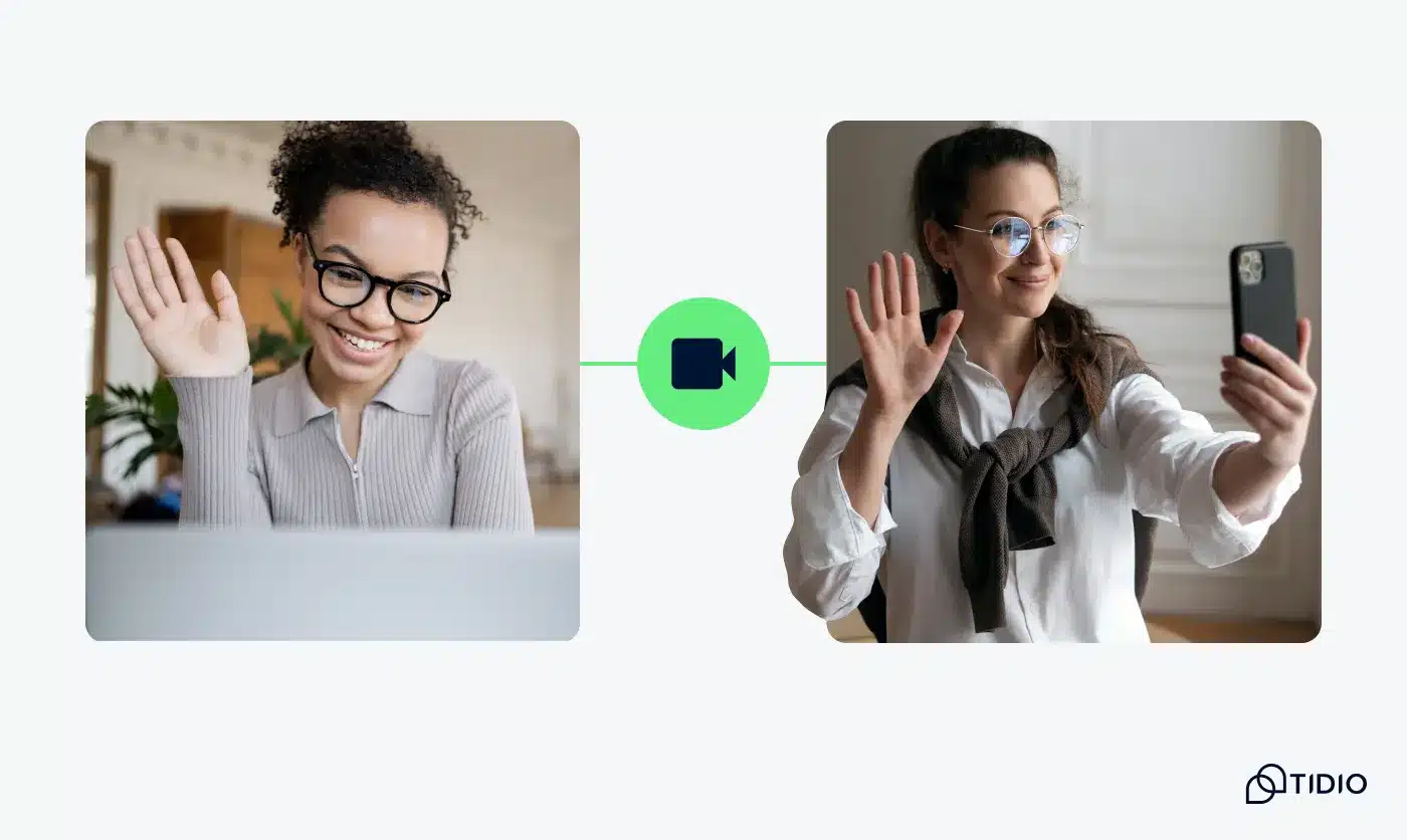 Customer support video call for visual issue Customer support video call for visual issue diagnosis and product demonstrations, enhancing personal interaction.